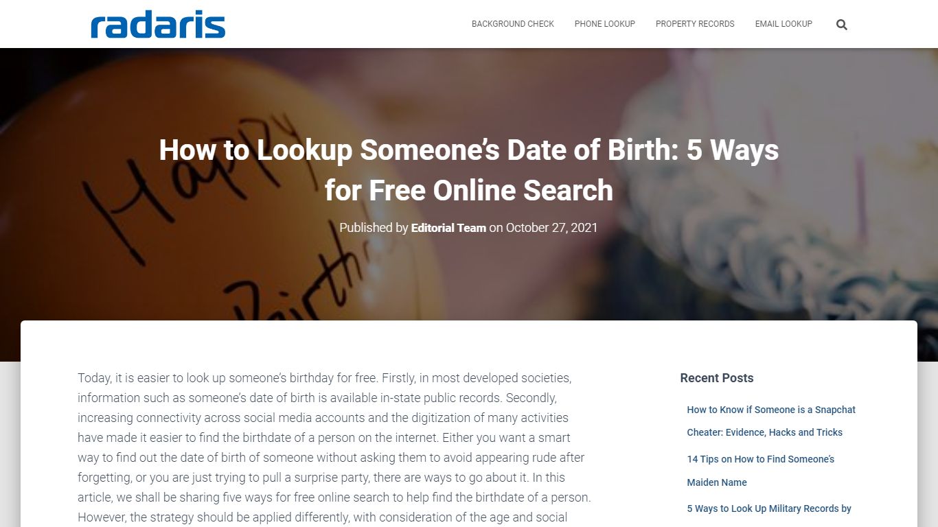 How to Find Someone's Birthday: Lookup Person’s DOB - Radaris